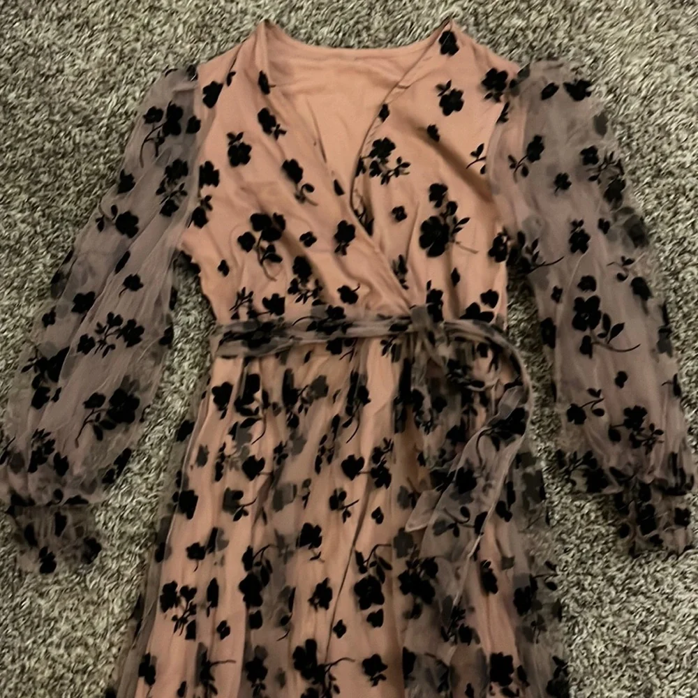 SHEIN dusty rose, sheer overlay, maxi dress - Picture 1 of 2